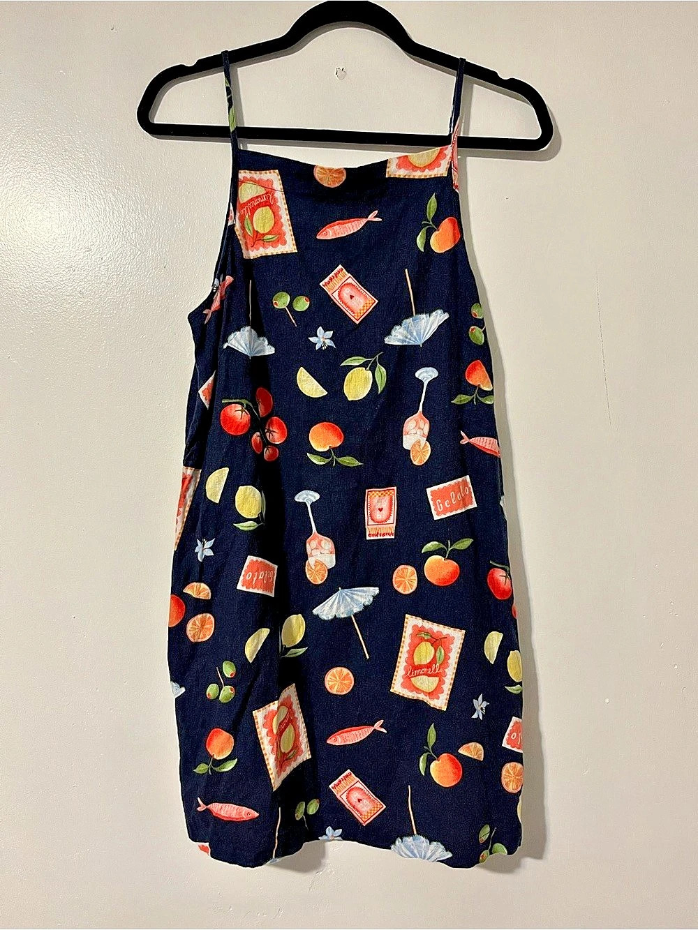 Old Navy Printed Fruit-Cocktail Mini Dress Black & Red Size Small